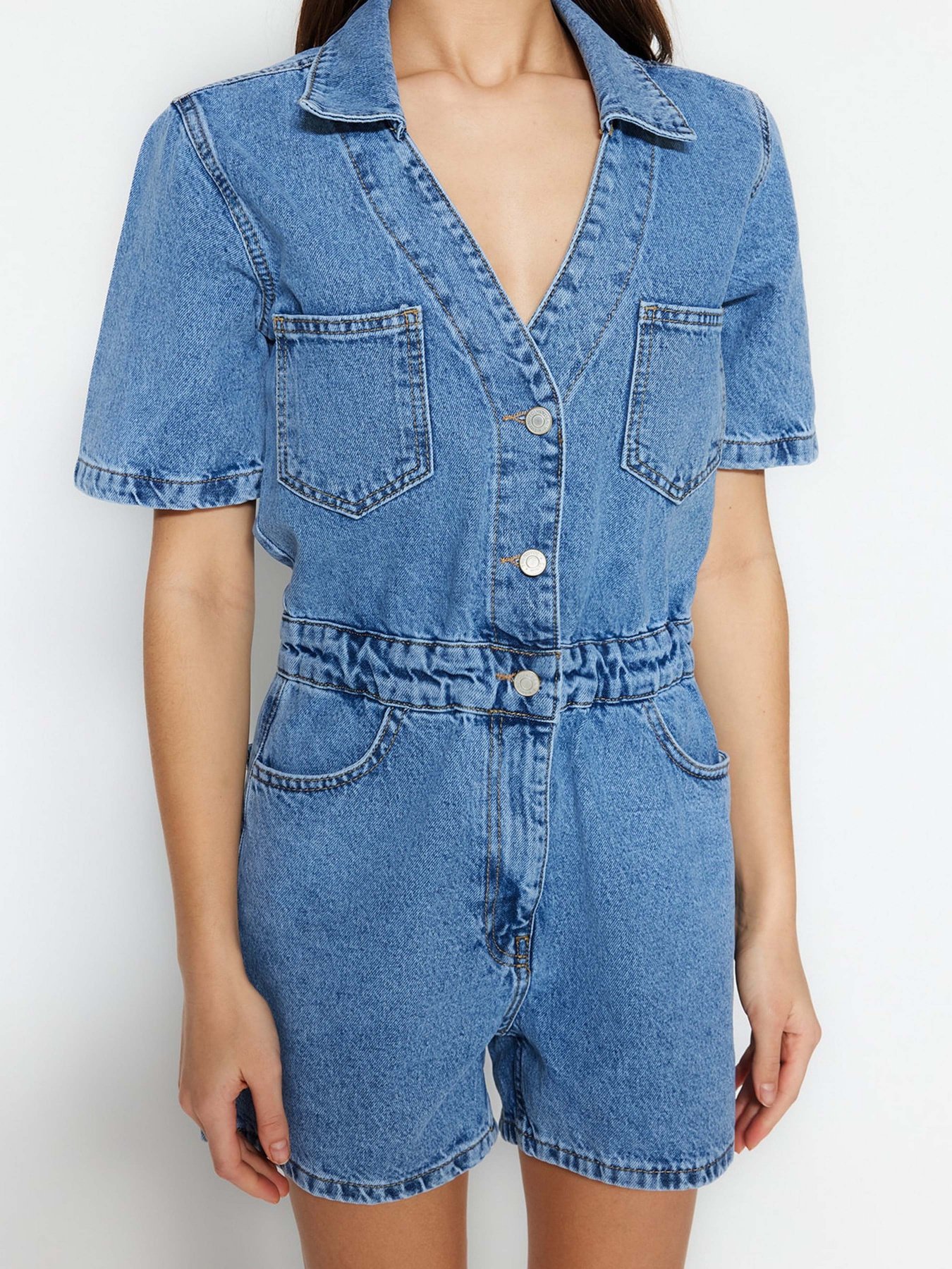 Джинсовый комбинезон Trendyol модель TWOSS23TU00152/Mavi Фото