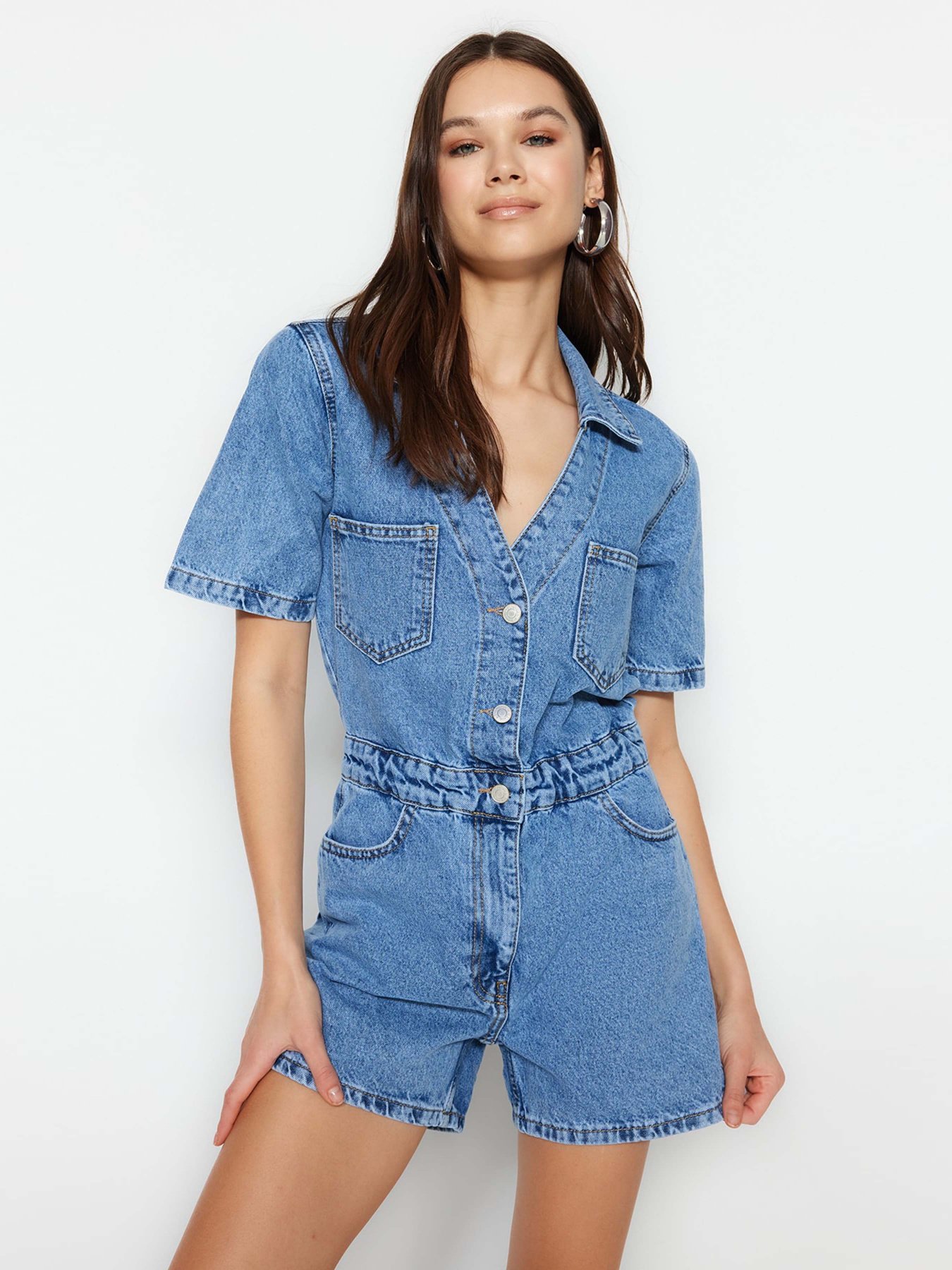 Джинсовый комбинезон Trendyol модель TWOSS23TU00152/Mavi Фото