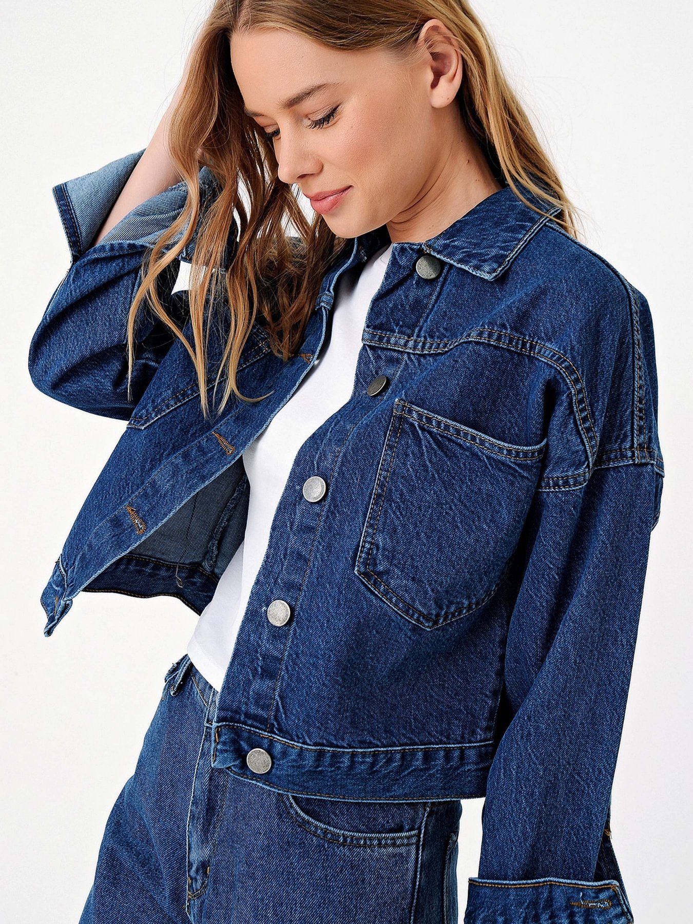 Джинсовая куртка Trend Alacati Stili модель ALC-X3631-RVDARK BLUE Фото