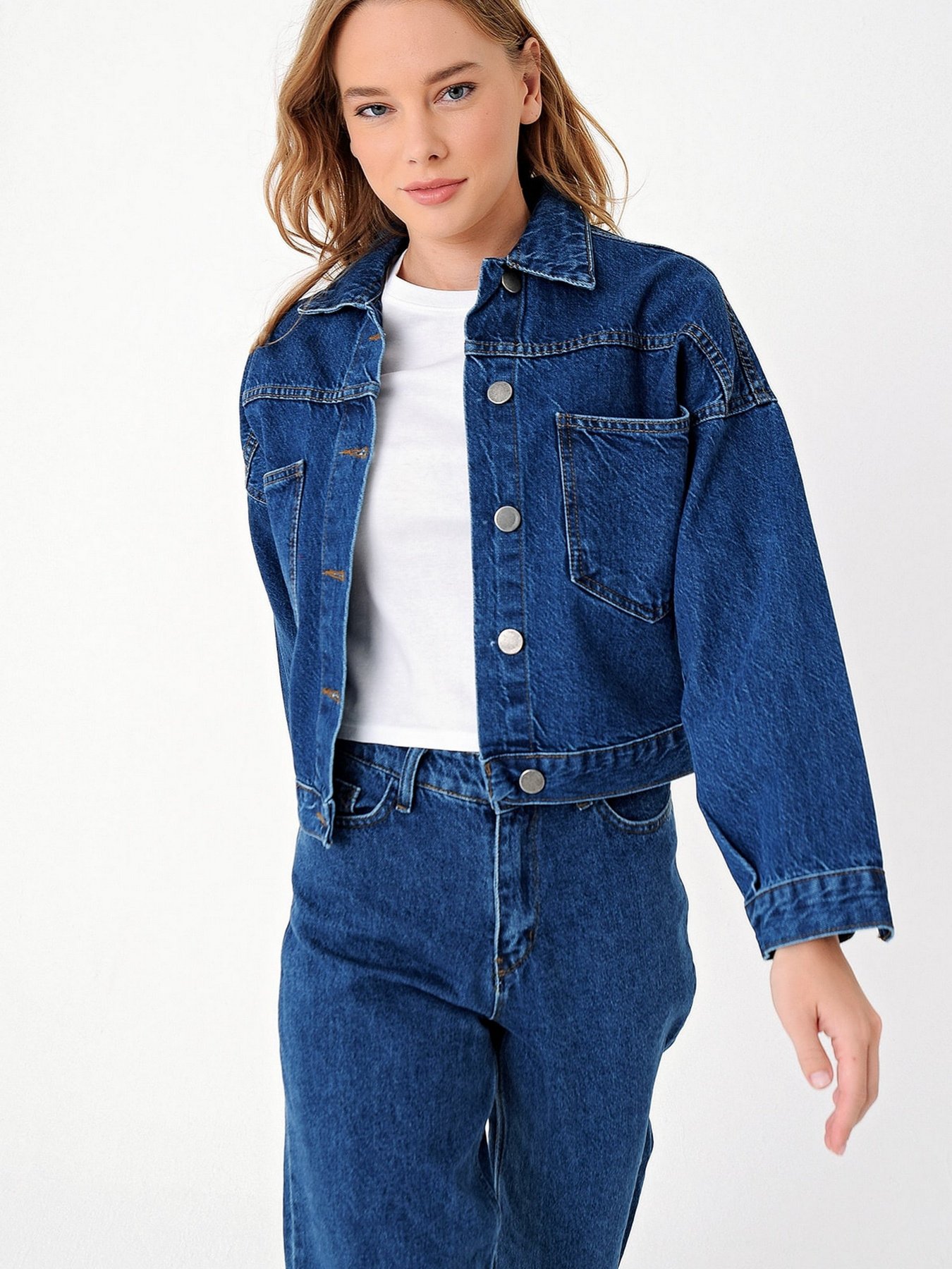 Джинсовая куртка Trend Alacati Stili модель ALC-X3631-RVDARK BLUE Фото