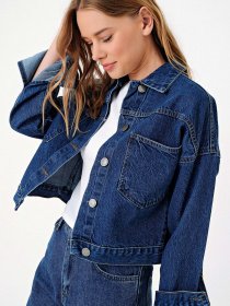 Джинсовая куртка Trend Alacati Stili модель ALC-X3631-RVDARK BLUE Фото