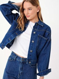 Джинсовая куртка Trend Alacati Stili модель ALC-X3631-RVDARK BLUE Фото