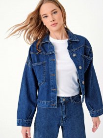 Джинсовая куртка Trend Alacati Stili модель ALC-X3631-RVDARK BLUE Фото