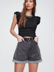 Джинсові шорти Trend Alacati Stili модель ALC-X5938ANTHRACITE Фото