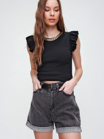 Джинсові шорти Trend Alacati Stili модель ALC-X5938ANTHRACITE Фото