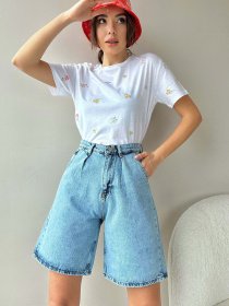 Шорты джинсовые Trend Alacati Stili модель ALC-X8174ACIK MAVİ Фото