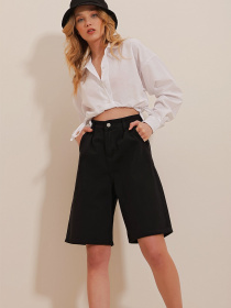 Джинсові шорти Trend Alacati Stili модель ALC-X8174SİYAH Джинсові шорти Trend Alacati Stili модель ALC-X8174SİYAH Фото