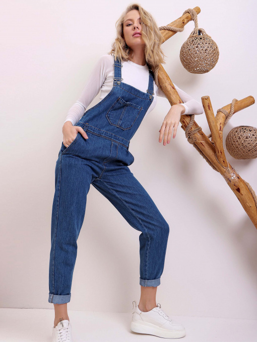 Джинсовий комбінезон Trend Alacati Stili Модель DF-SL1000DARK BLUE Фото