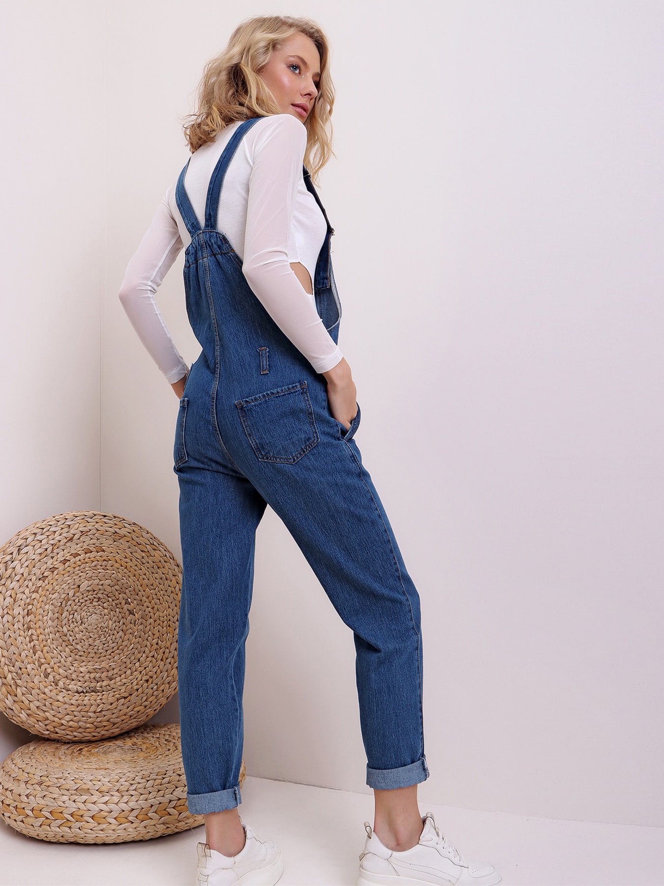 Джинсовий комбінезон Trend Alacati Stili модель DF-SL1000DARK BLUE Фото