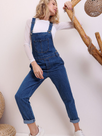 Джинсовий комбінезон Trend Alacati Stili модель DF-SL1000DARK BLUE Фото