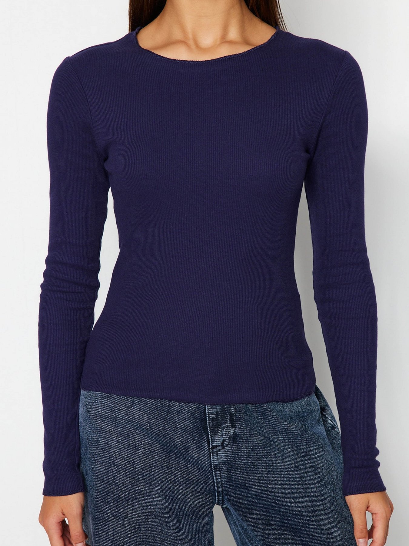 Лонгслів Trendyol модель TWOAW24BZ00066/Lacivert Фото