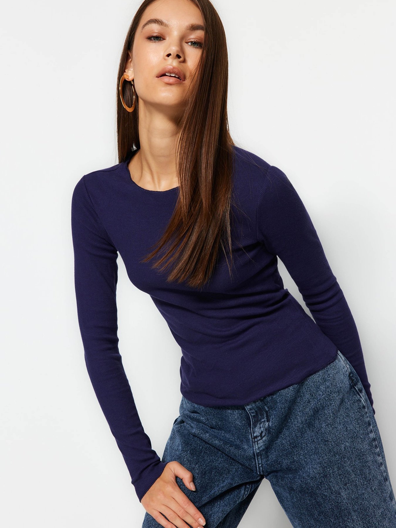 Лонгслів Trendyol модель TWOAW24BZ00066/Lacivert Фото