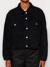 Джинсовая куртка Trendyol модель TWOAW24CE00010/Siyah Фото