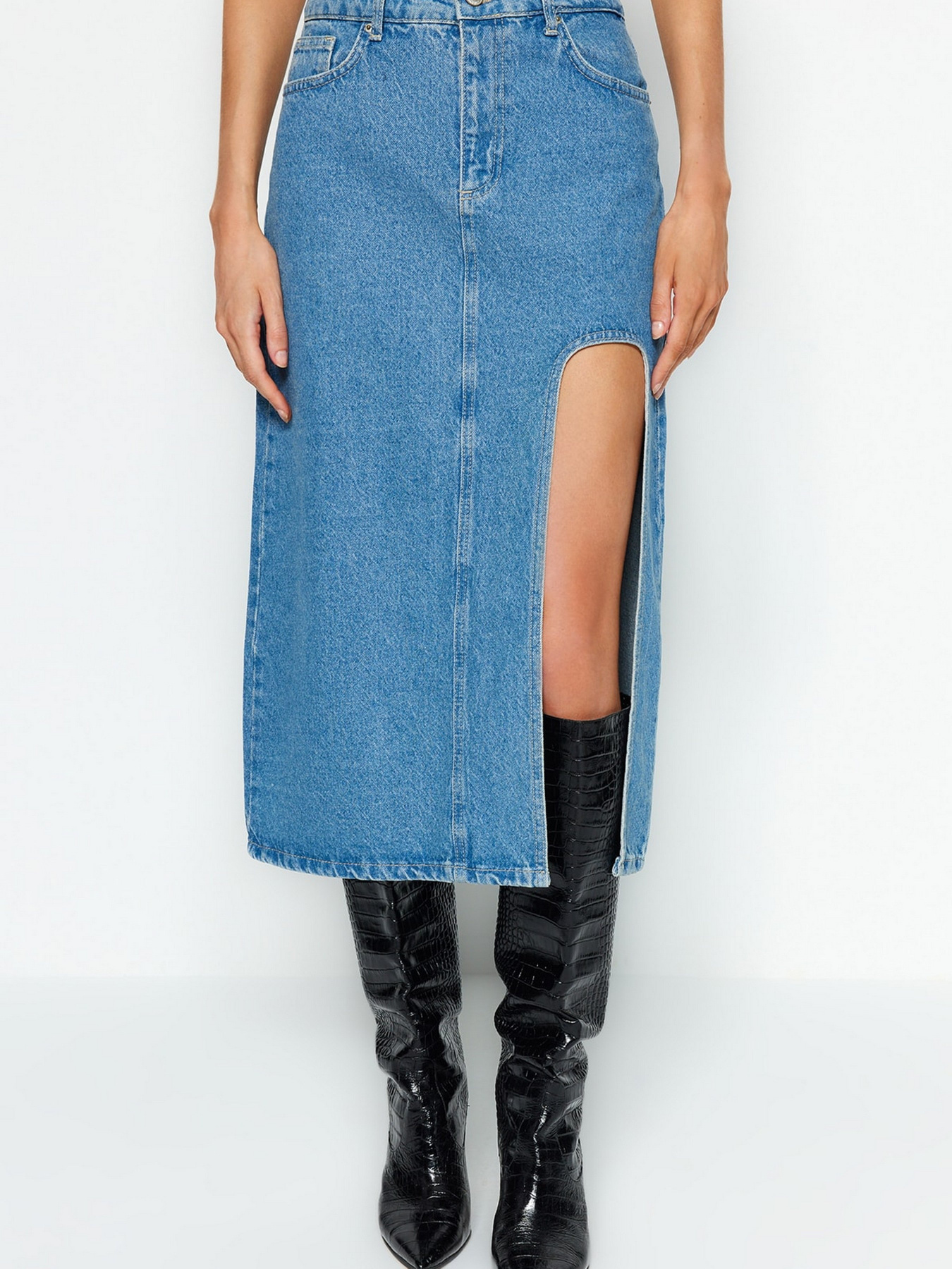 Джинсовая юбка Trendyol модель TWOAW24ET00086/Mavi Фото