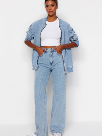 Широкі джинси Trendyol модель TWOAW24JE00073/Acık Mavi Фото