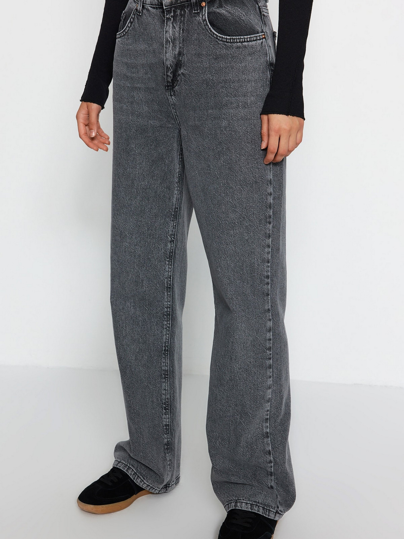 Широкі джинси Trendyol модель TWOAW24JE00073/Gri Фото
