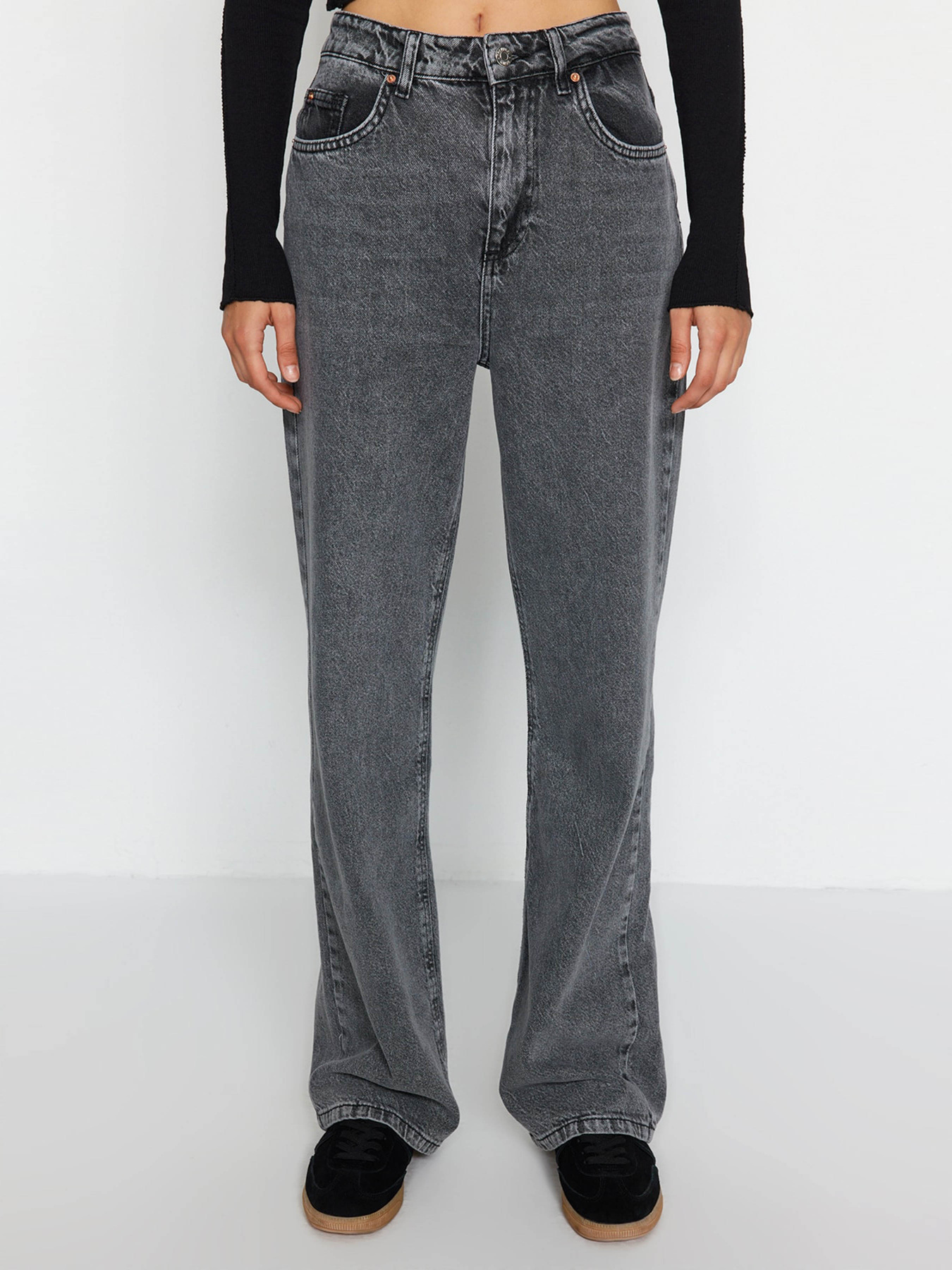 Широкі джинси Trendyol модель TWOAW24JE00073/Gri Фото