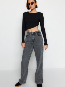 Широкі джинси Trendyol модель TWOAW24JE00073/Gri Фото