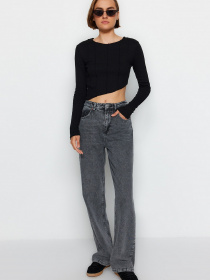 Широкі джинси Trendyol модель TWOAW24JE00073/Gri Фото