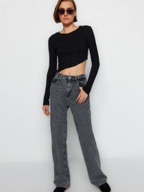 Широкі джинси Trendyol модель TWOAW24JE00073/Gri Фото
