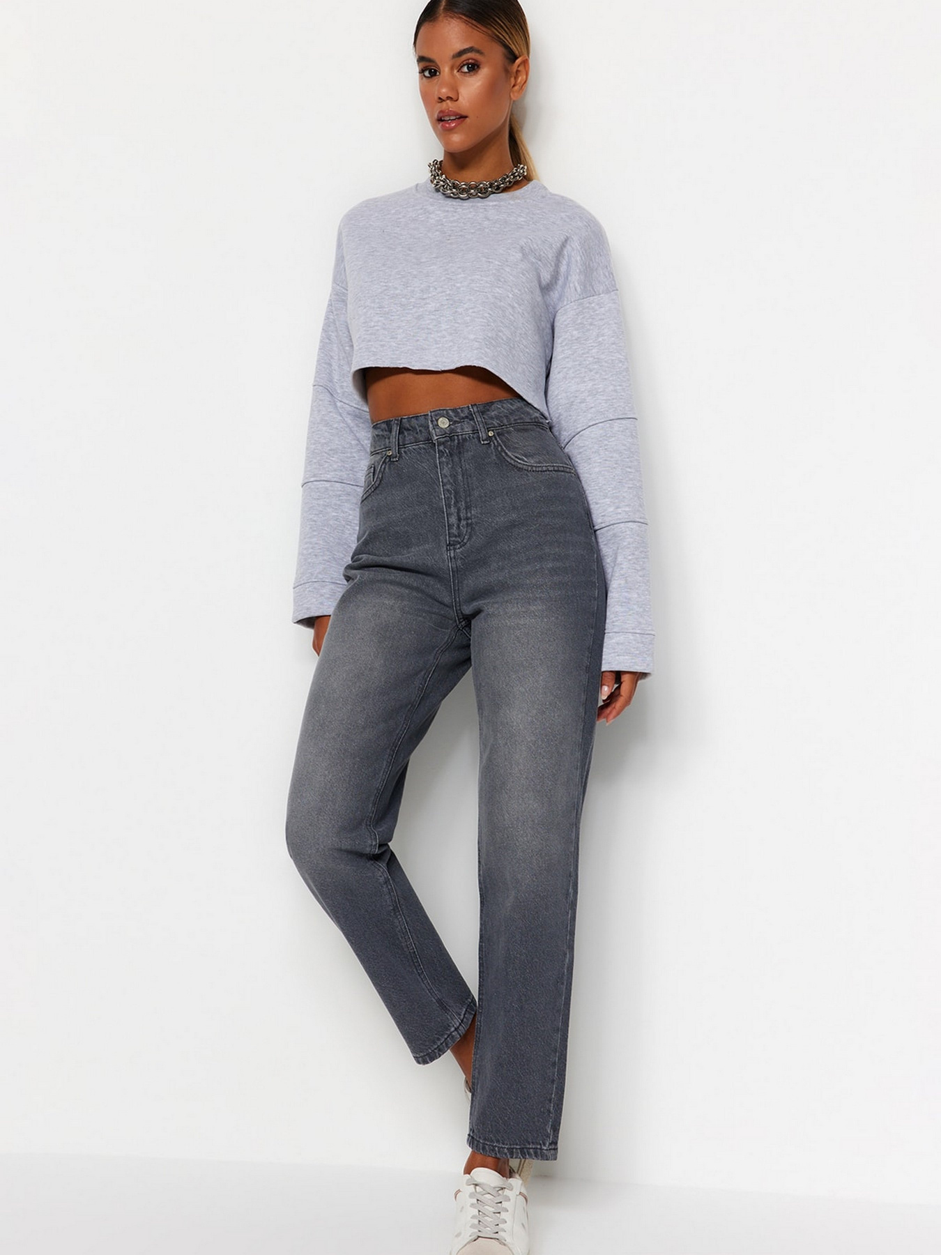Прямі джинси Trendyol модель TWOAW24JE00076/Gri Фото