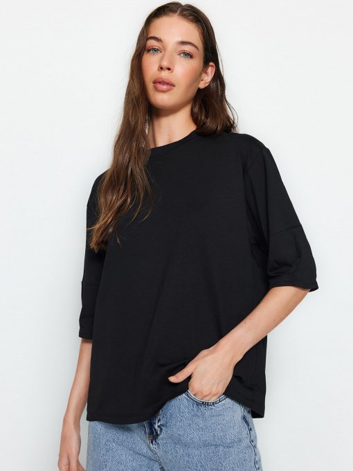 Футболка Trendyol модель TWOAW24TS00001/Siyah Фото