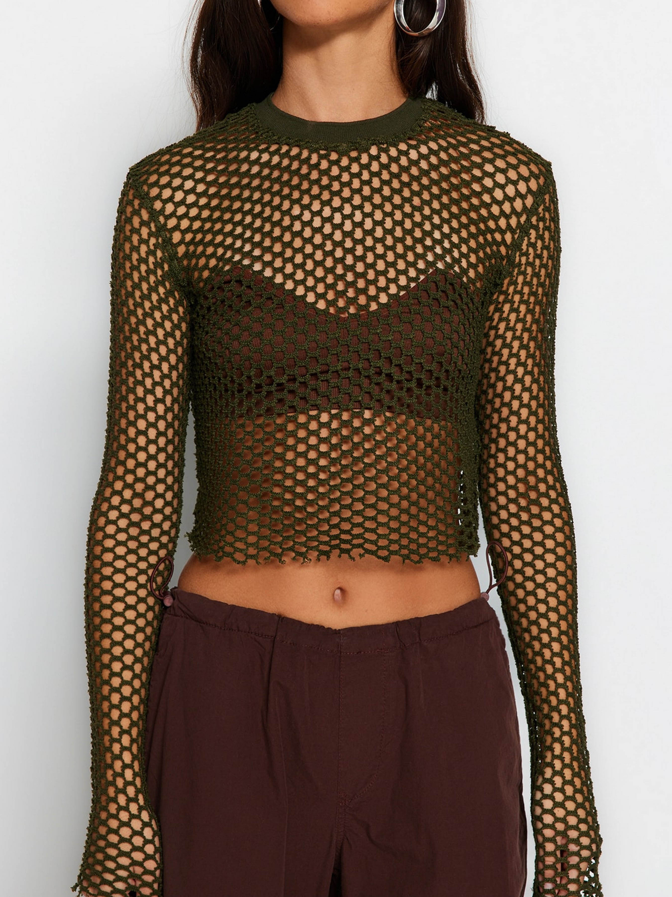 Лонгслив Trendyol модель TWOSS23BZ00941/Haki Фото