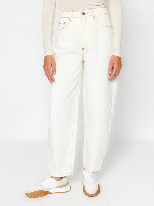 Широкие джинсы Trendyol модель TWOSS23JE00295/Beyaz Фото