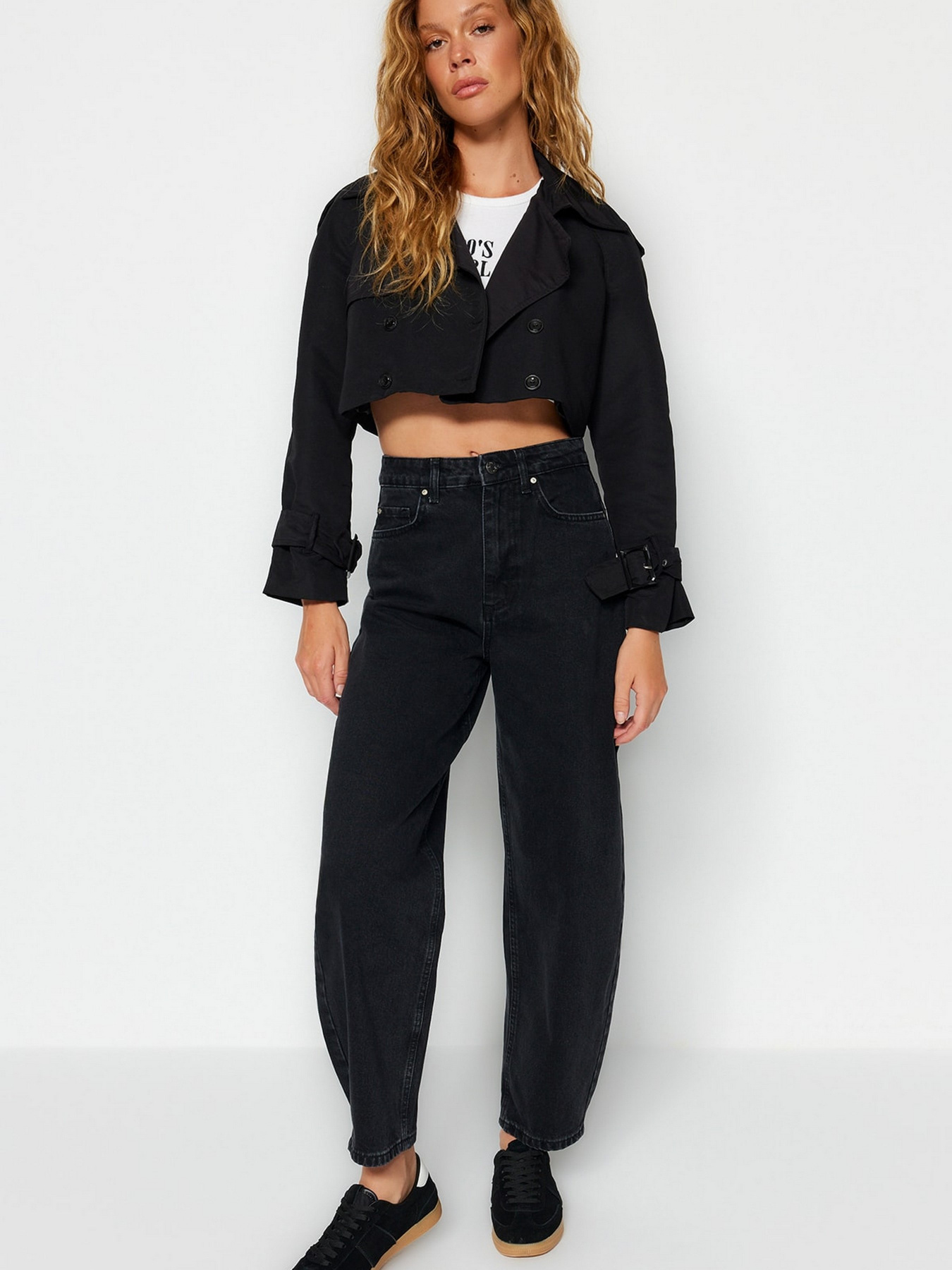 Широкі джинси Trendyol модель TWOSS23JE00295/Siyah Фото