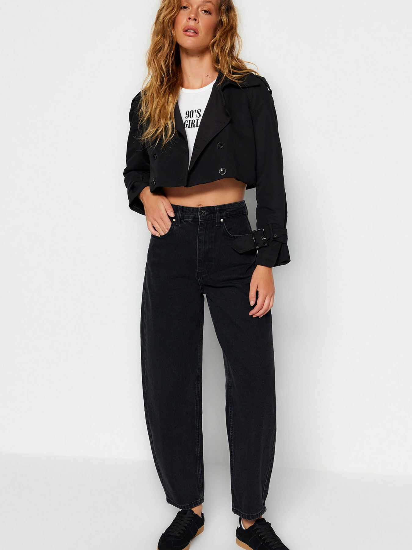 Широкі джинси Trendyol модель TWOSS23JE00295/Siyah Фото