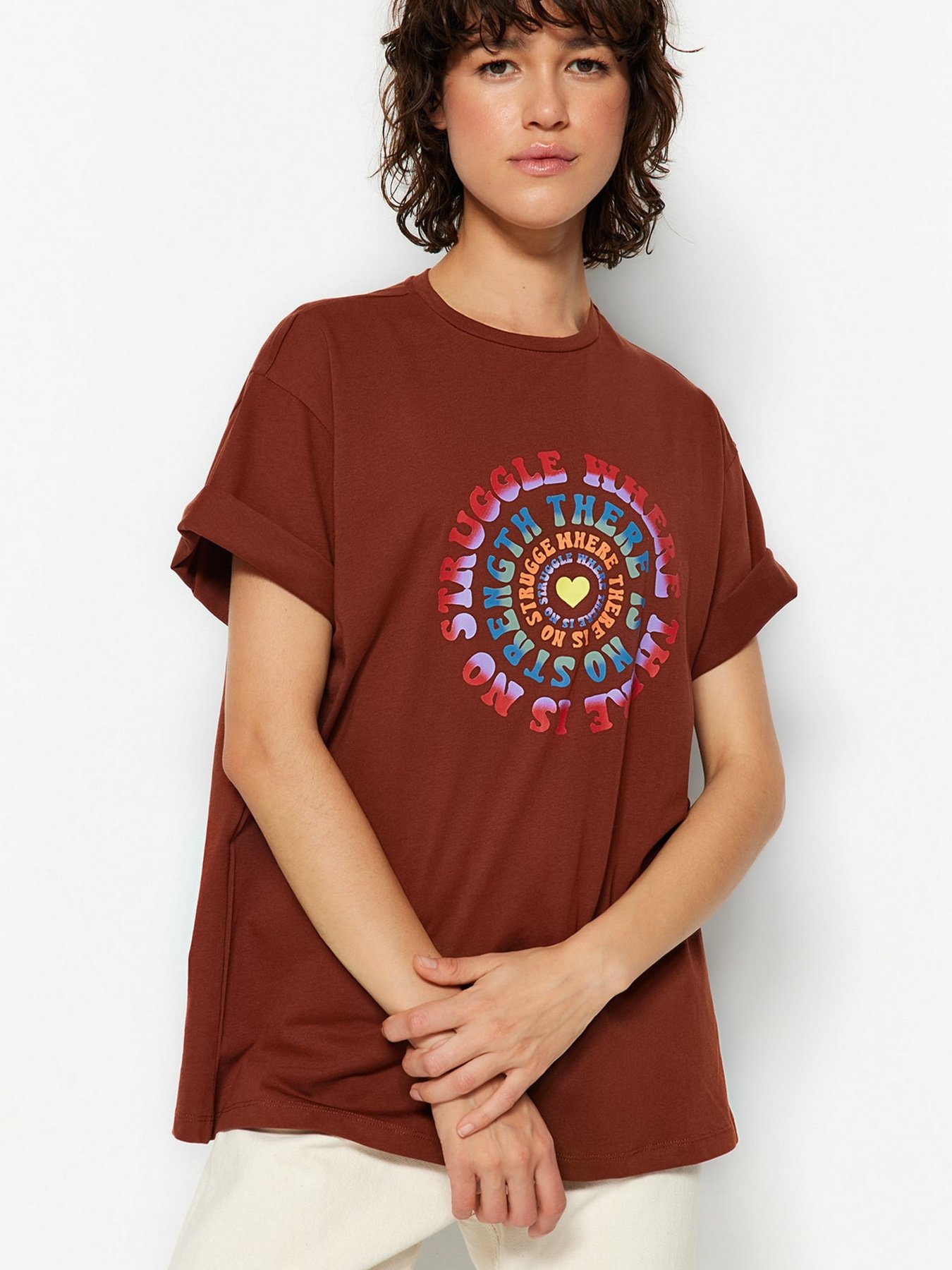 Футболка Trendyol модель TWOSS23TS00250/Kahverengi Фото