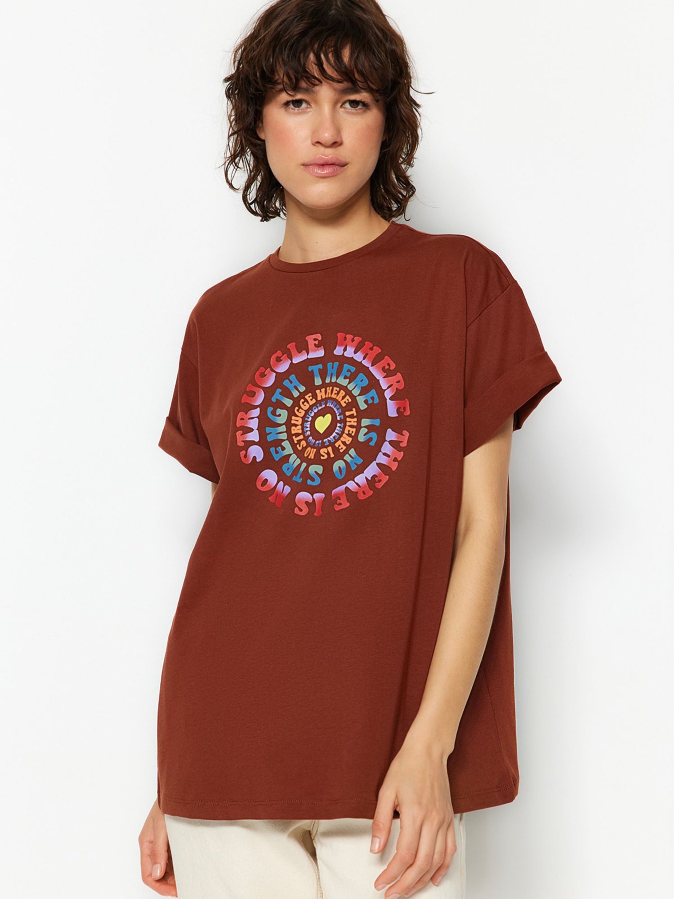 Футболка Trendyol модель TWOSS23TS00250/Kahverengi Фото