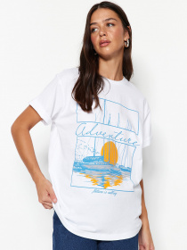 Футболка Trendyol модель TWOSS23TS00364/Beyaz Футболка Trendyol модель TWOSS23TS00364/Beyaz Фото