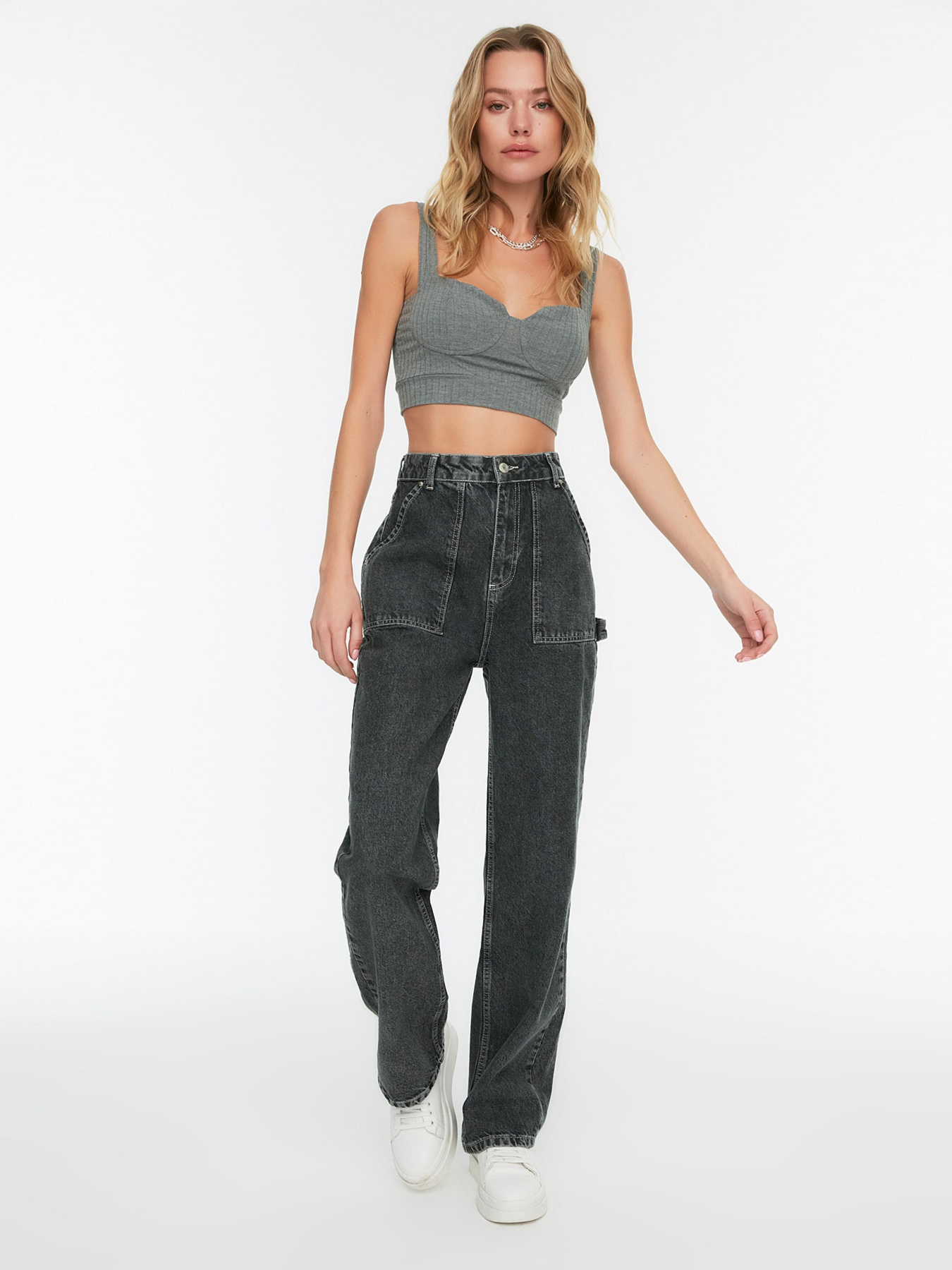 Широкі джинси Trendyol модель TWOAW22JE0664/Antrasit Фото