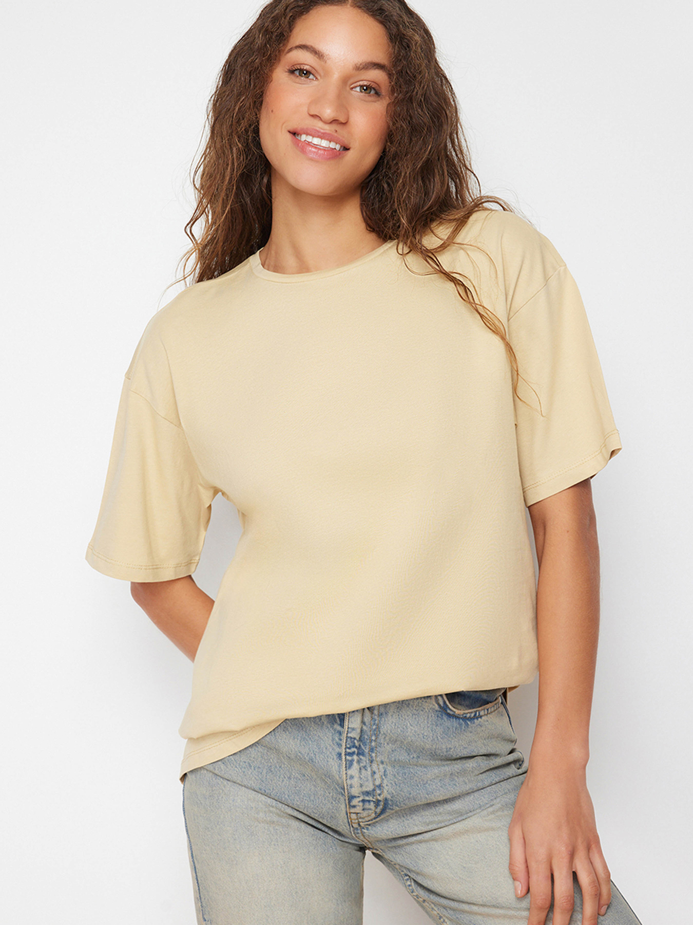 Футболка Trendyol модель TWOSS20TS0134/Koyu Bej Фото