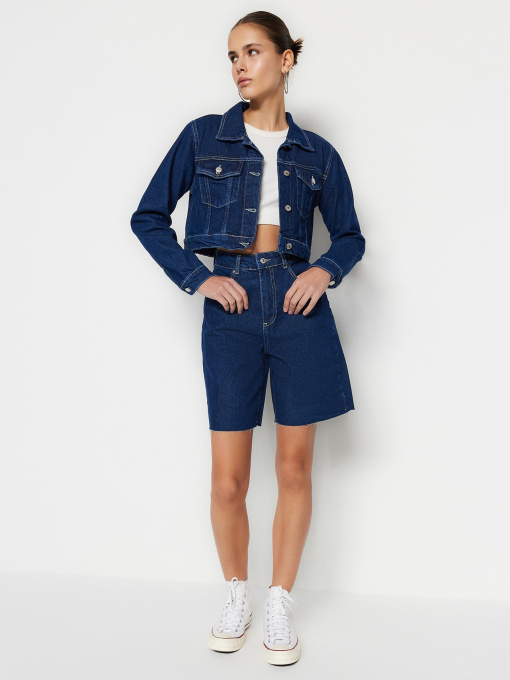 Шорти джинсові Trendyol Модель TWOSS23SR00094/Koyu Mavi Фото