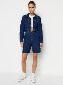 Джинсовые шорты Trendyol модель TWOSS23SR00094/Koyu Mavi Джинсовые шорты Trendyol модель TWOSS23SR00094/Koyu Mavi Фото