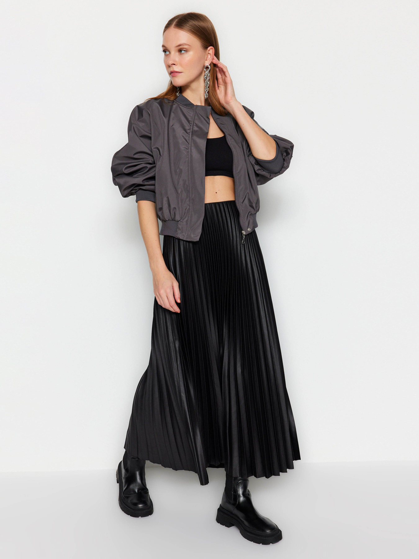 Юбка макси Trendyol модель TWOSS24ET00041/Siyah Фото