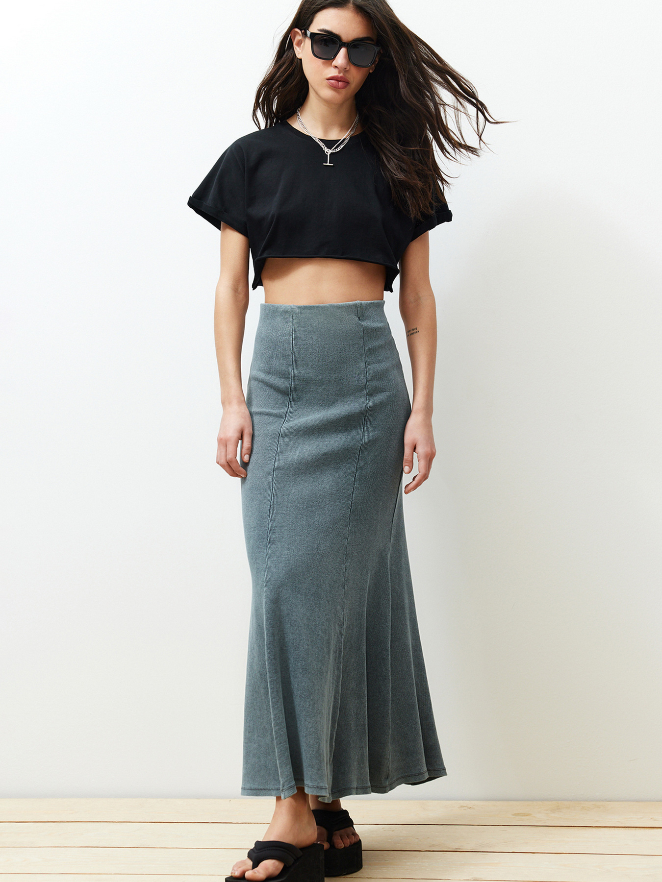 Спідниця максі Trendyol модель TWOSS24ET00089/Antrasit Фото