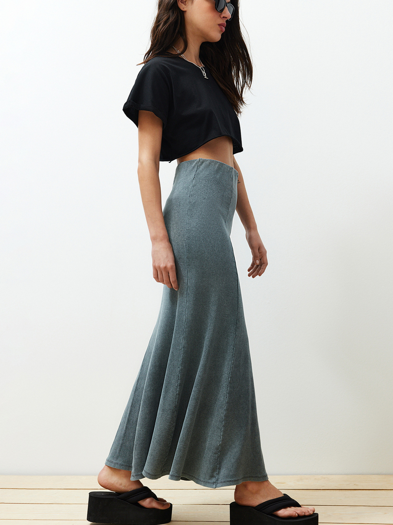 Спідниця максі Trendyol модель TWOSS24ET00089/Antrasit Фото