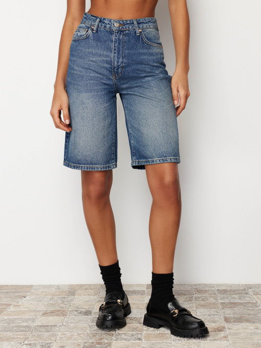 Шорти джинсові Trendyol Модель TWOSS24SR00007/Mavi Фото