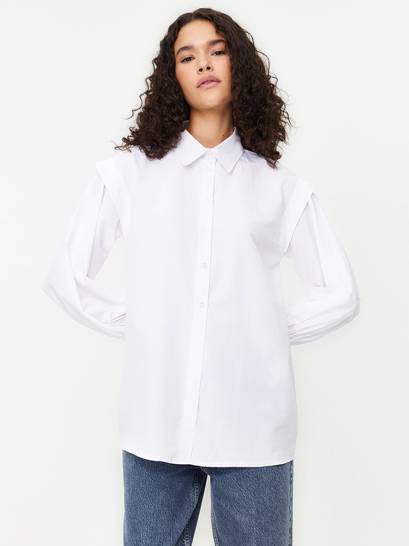 Рубашка Trendyol модель TCTSS24TG00023/Ekru Фото