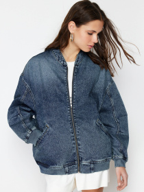 Джинсовая куртка Trendyol модель TWOSS24CE00026/Koyu Mavi Фото