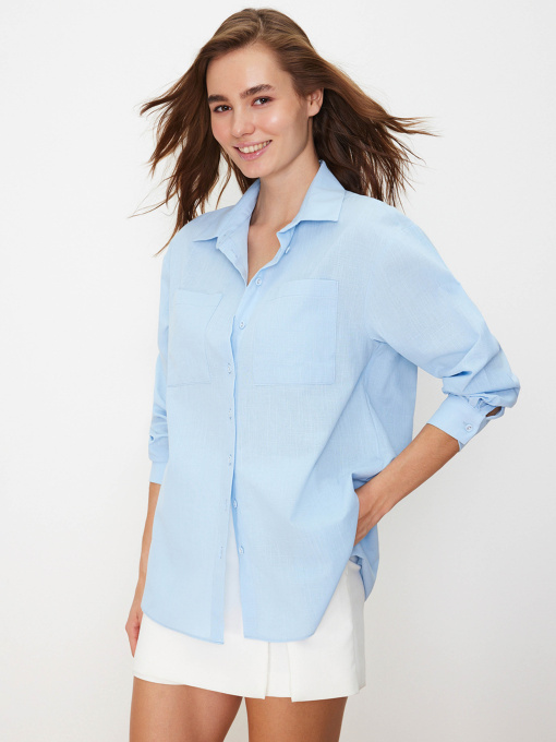 Рубашка повседневная Trendyol модель TWOSS24GO00072/Acik Mavi Фото