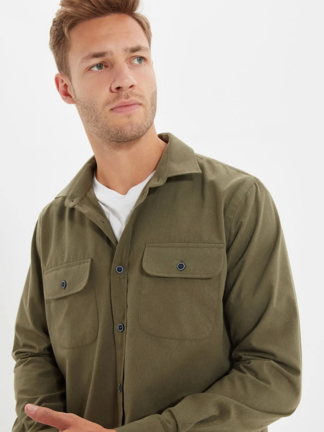 Сорочка повсякденна Trendyol модель TMNAW22GO0350/Haki Фото