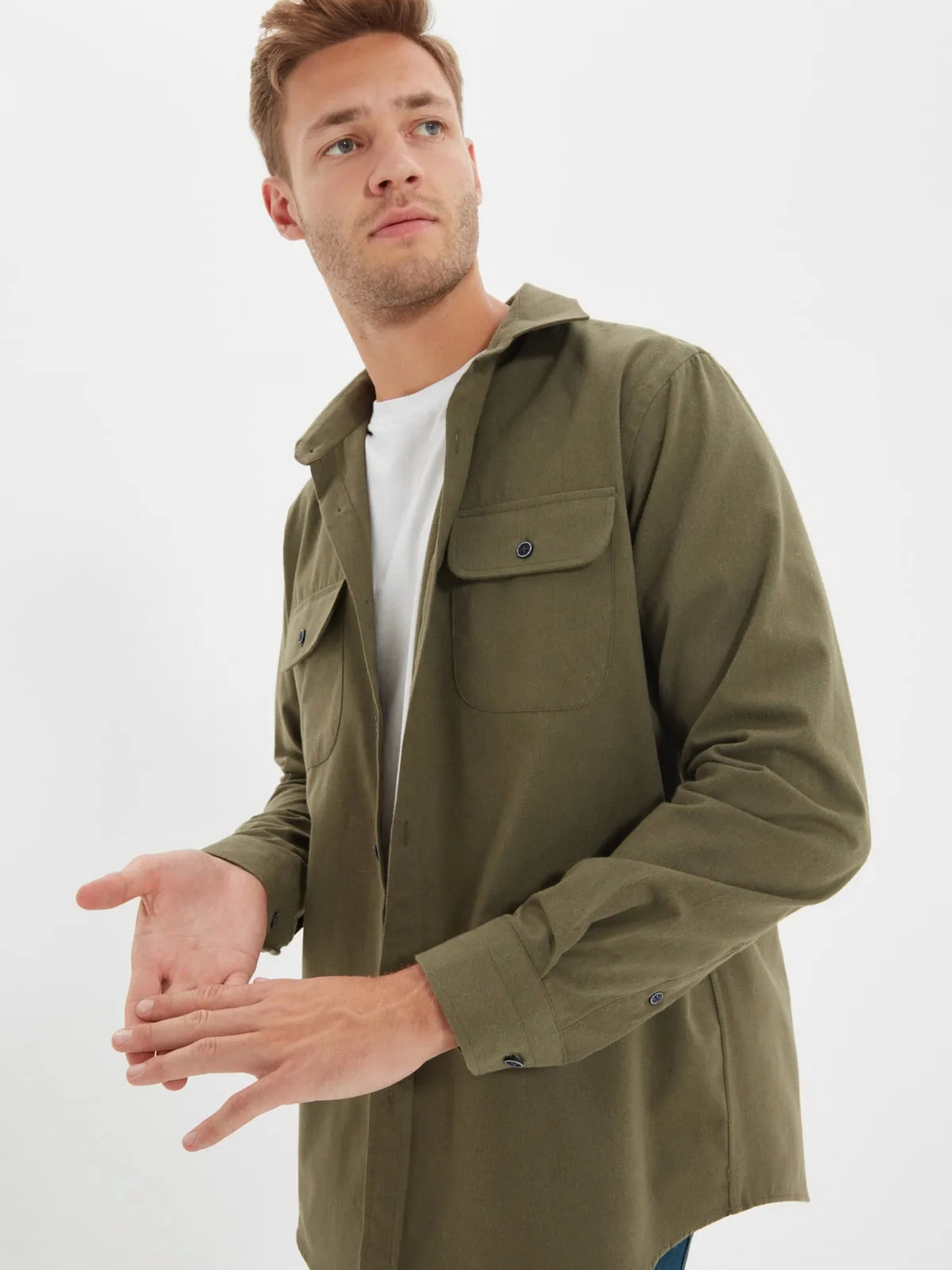 Сорочка повсякденна Trendyol модель TMNAW22GO0350/Haki Фото