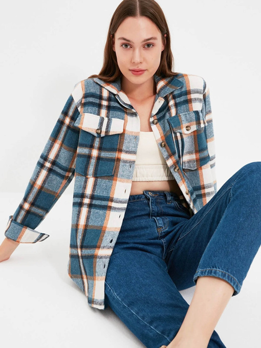 Сорочка повсякденна Trendyol модель TWOAW22GO0549/Mavi Сорочка повсякденна Trendyol модель TWOAW22GO0549/Mavi Фото