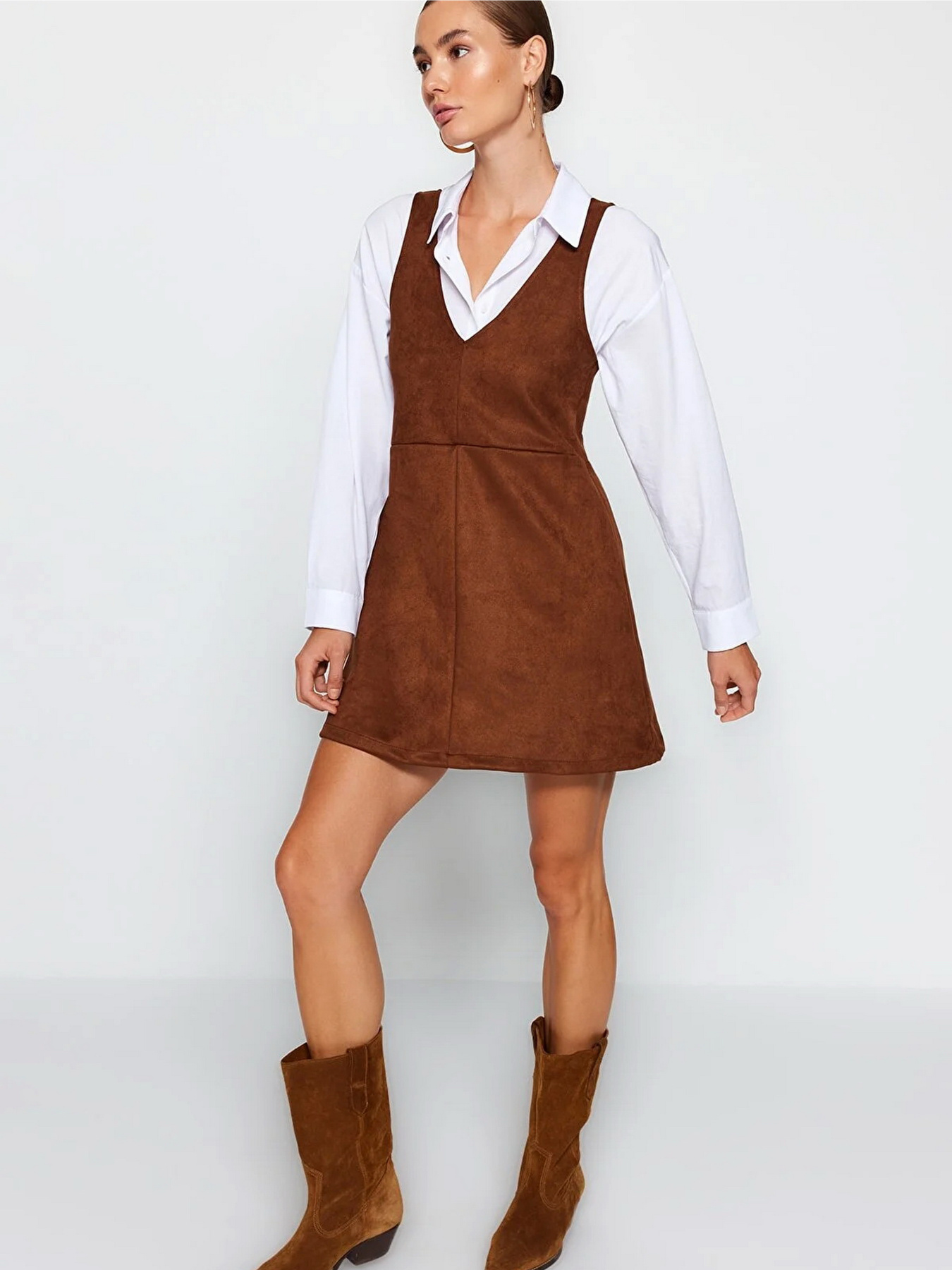 Сукня міні Trendyol модель TWOAW24EL00543/Kahverengi Фото