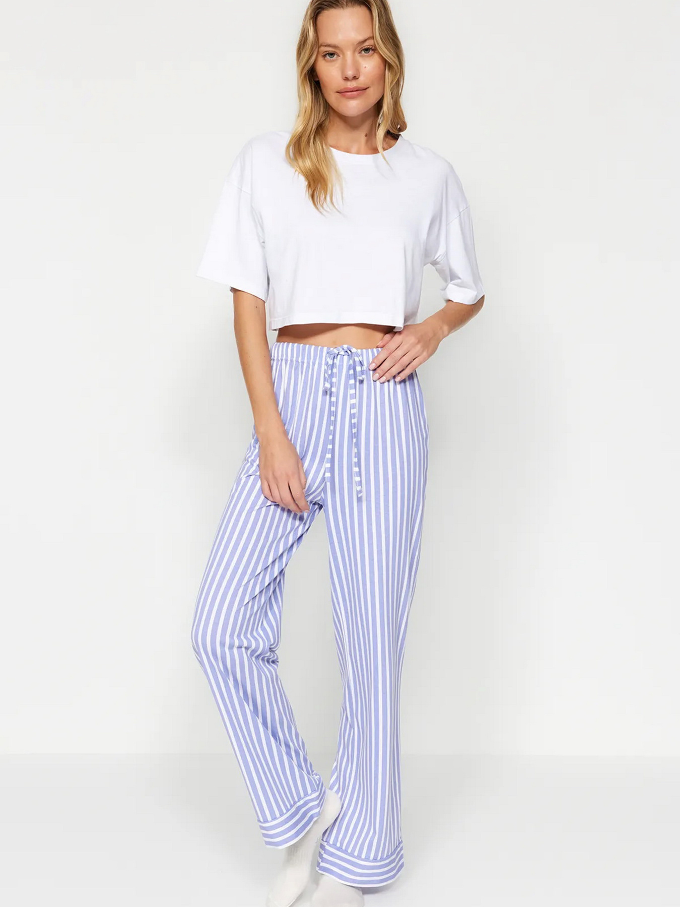 Низ пижамы Trendyol модель THMAW24PJ00001/Beyaz-Mavi Фото