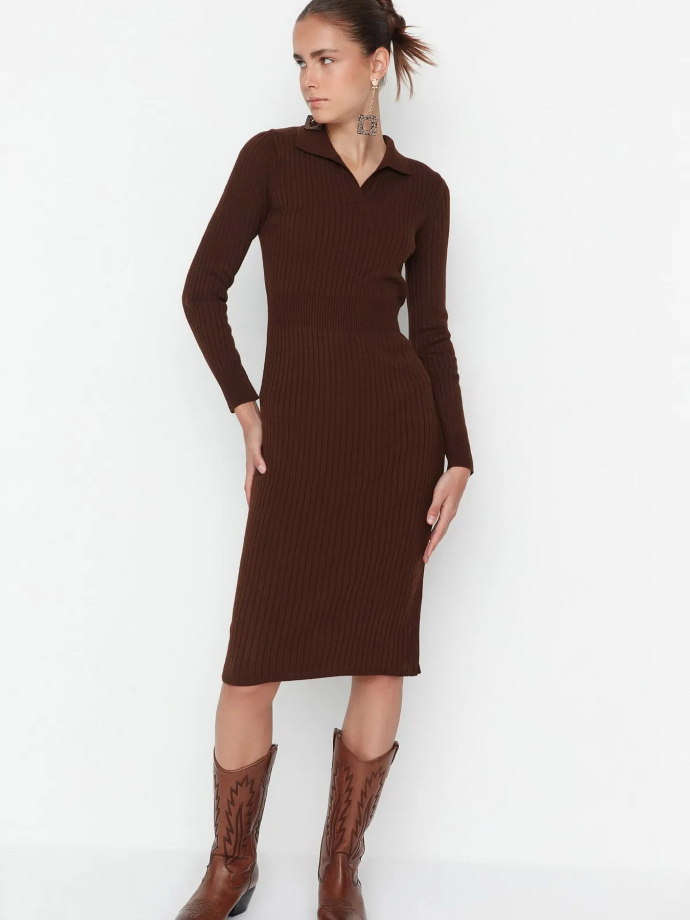 Сукня міді Trendyol модель TWOAW22EL1376/Kahverengi Фото